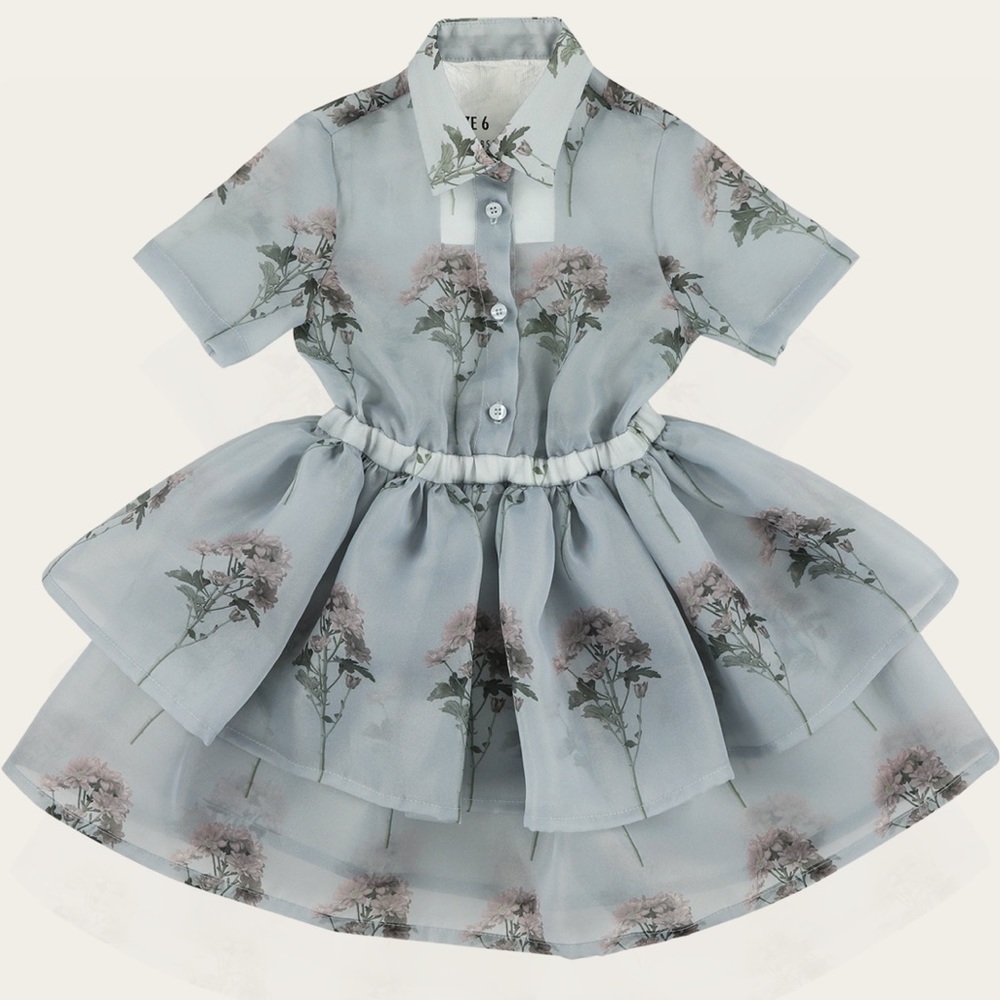Caroline Bosmans Blue Floral Kids Dress